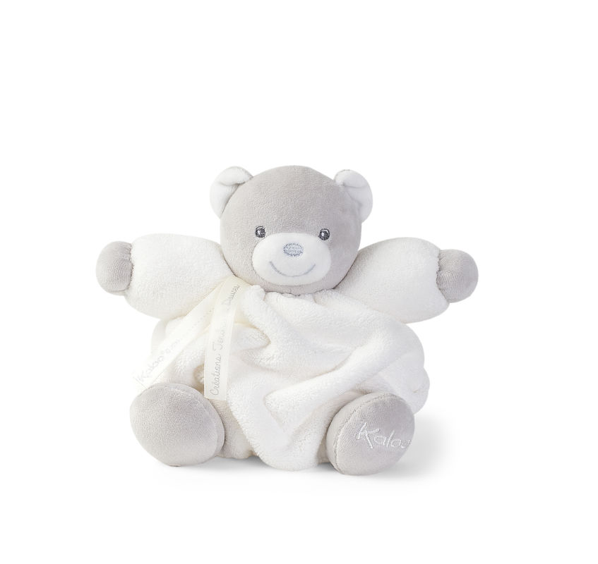  plume soft toy bear white grey 